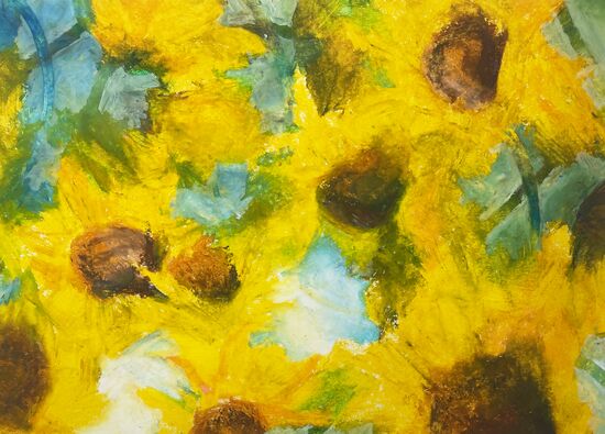 malen am meer sonnenblumen sonnenblumen blumen pastellkreide