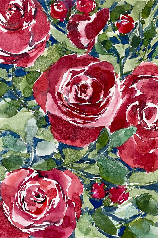 rote Rosen Blumen der Liebe Aquarell