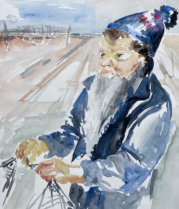malerei aquarell fischer hafen