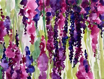 lila Blumen abstrakt Aquarell malen