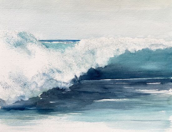 Brandung Welle malen aquarell