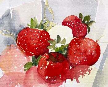 Erdbeeren rot im Aquarell Obst