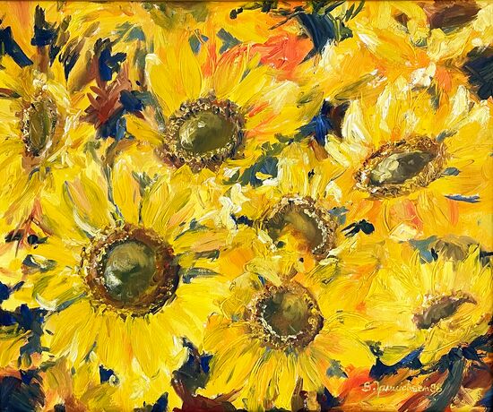 Sonnenblumen in gelb Ölbild malen