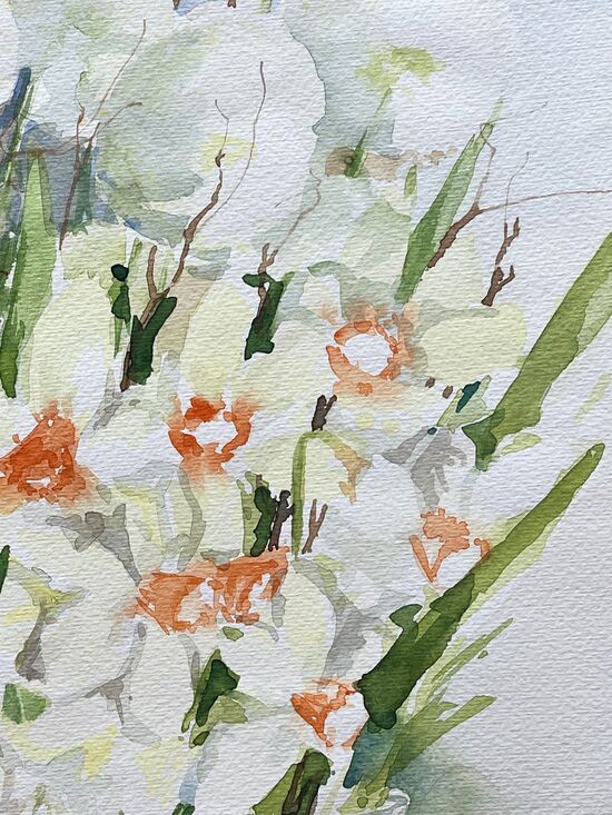 weiße narzissen osterglocken elegant Aquarell gemalt