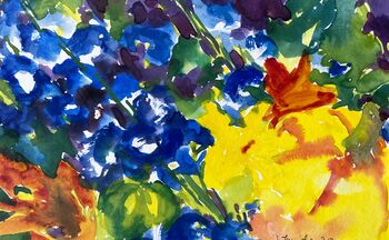 Rittersporn semiabstrakt semiabstrakt blumen blau und gelb