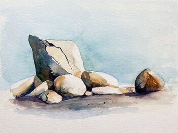 steine felsen aquarell malerei schatten licht