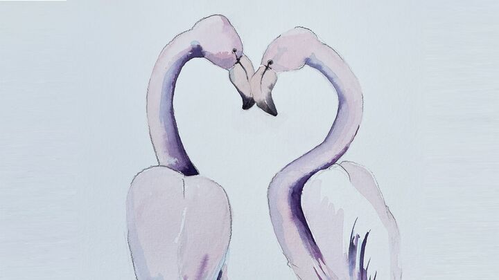 malen am meer flamingos aquarell Flamingos malen rosa Aquarell
