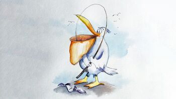 Pelikan Comic zeichnen mit Aquarell malen