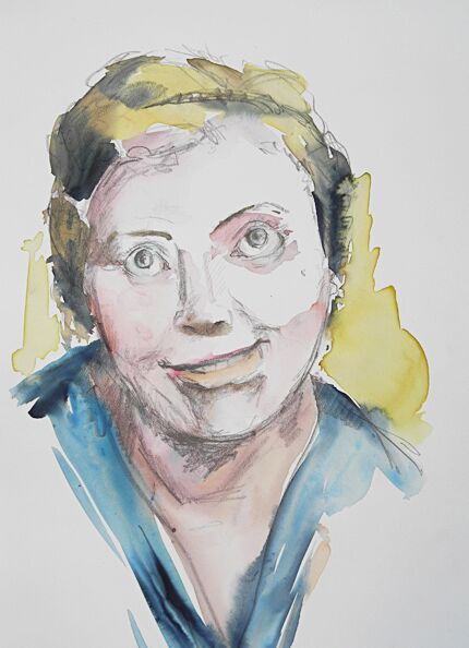 malen am meer portrait frau die schielt frau schielen aquarell malerei portrait