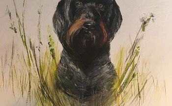 jagdthund auf wand acrylmalerei