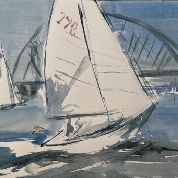 Segelboote vor Fehmarn Aquarell