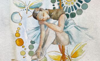 Ballerinerin im Aquarell gemalt träumende Tänzerin