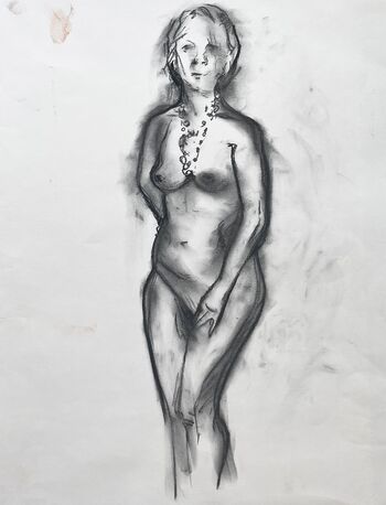 nackt frau malerei kreide akt modell