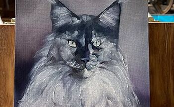 katzenporträt graue katze gemalt