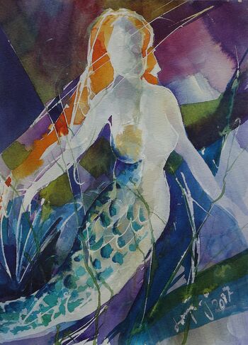 Meerjungfrau im Aquarell malen