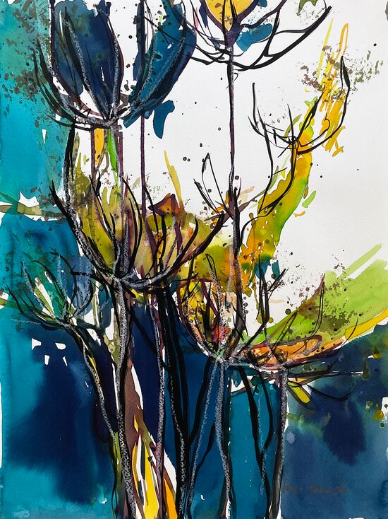 malerei abstrakt serie blumen aquarell