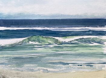 kleine welle meer aquarell malerei