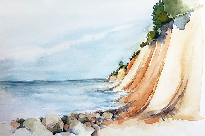 malen am meer abbruchkante aquarell Abbruchkante Aquarell Steine malen