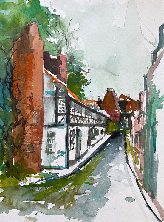 malen am meer gasse lüneburg2 gasse lüneburg stadt malerei aquarell