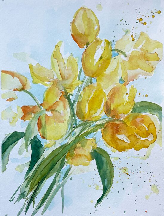 blumen tulpen strauß aquarell malerei