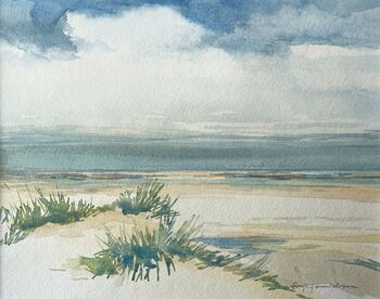 Strand Dünen Meer malen Aquarell