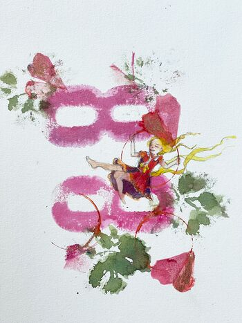 fee 88 malerei glück gold aquarell magie