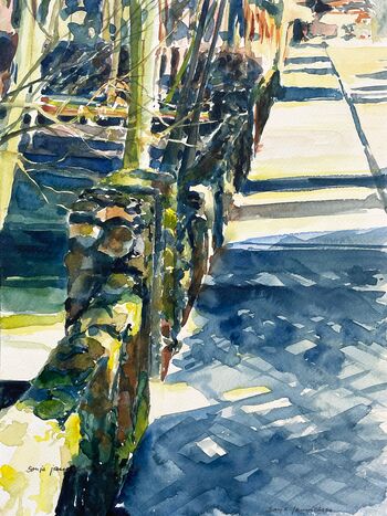 koogsreihe aquarell malerei bunt allee