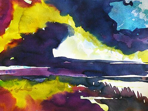 himmelsfeuer Himmel im Aquarell