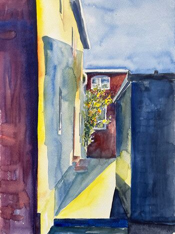 koogsreihe aquarell malerei häuser