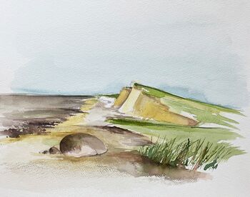Küste Sand Meer Strand Aquarell malen