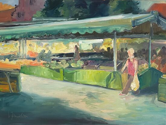 Marktszene Markt Ölbild Urban Plein air