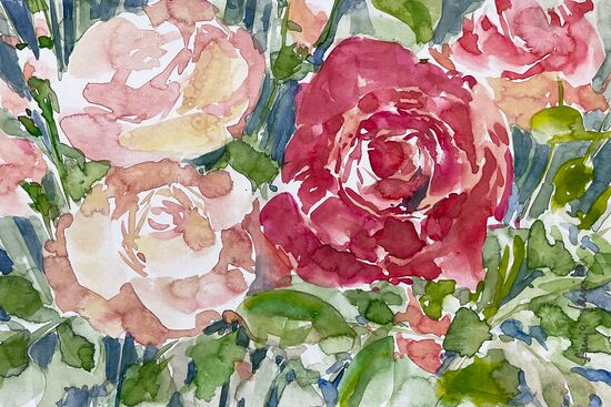 malen am meer Rosen rot rote Rosen Blumen malen Aquarell