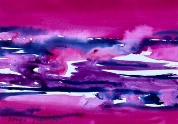 abstrakt lila aquarell malerei wolken landschaft