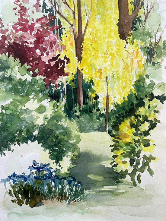 wald bunt aquarell malerei natur