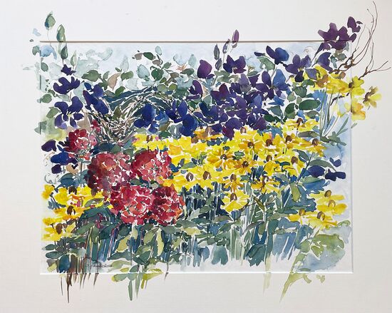 blumen blumenwiese aquarell malerei gemälde