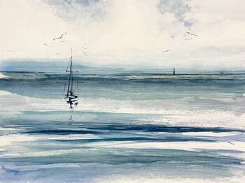 Segler Meer Himmel Aquarell