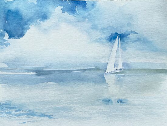 segeln malen aquarell meer gischt wind wasser