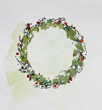malerei kranz geschenk karte illustration
