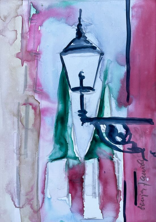 malen am meer laterne laterne aquarell steinpapier malerei