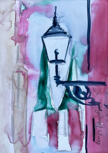 laterne aquarell steinpapier malerei