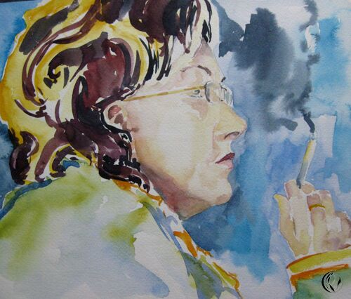 Portrait einer rauchenden Frau malkurs aquarell