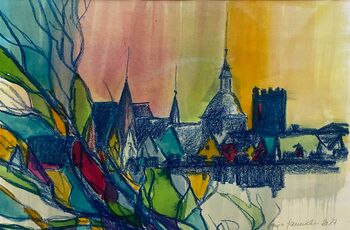 lüneburg skyline malerei aquarell