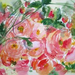 aquarellbild,rosenstrauß in rosa, sonja jannichsen
