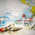 bemalte Seekarte von Tonga nach Australien