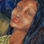 Farbige Dunkelhäutige Person Frau malen Ölbild