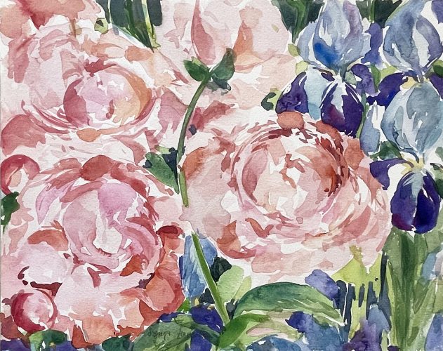 rosen iris blumen aquarell malerei