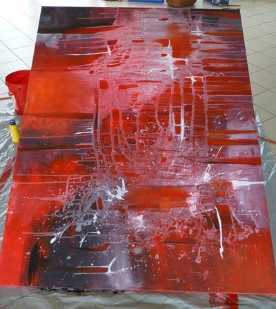 acryl abstrakt malen rot