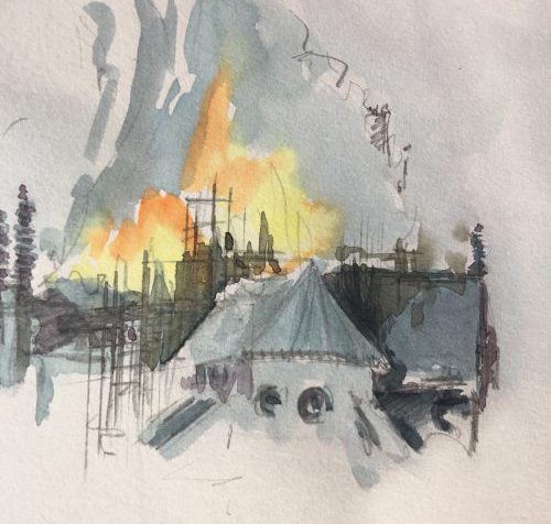 Notre Dame brennt Aqurell Paris Sonja Jannichsen