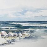 Steine Meer und Himmel im Aquarell malen