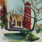 Lüneburg Turm in Aquarell gemalt